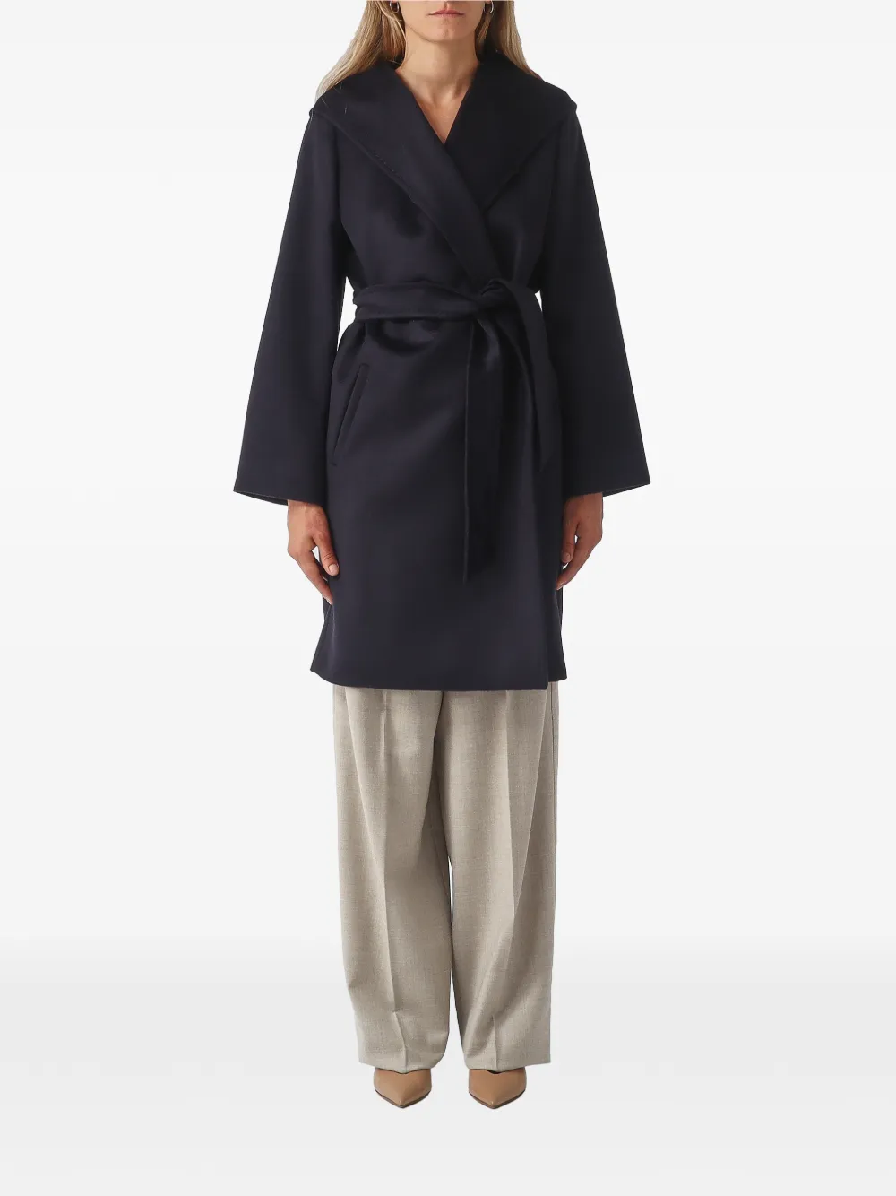 Max Mara hooded belted coat - Blu
