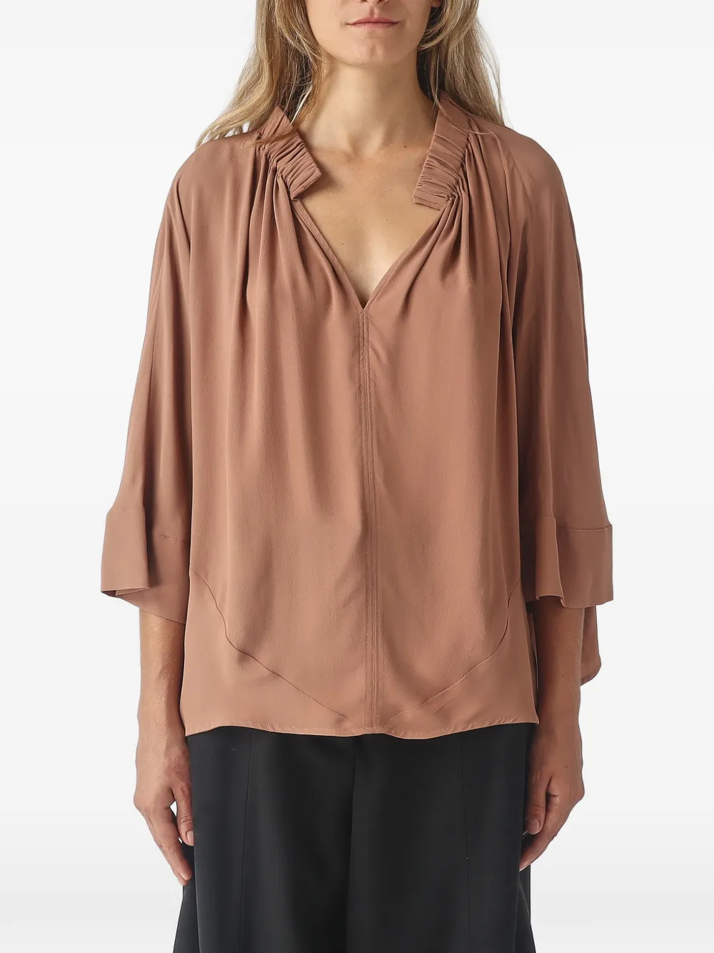 MeimeiJ gathered V-neck blouse