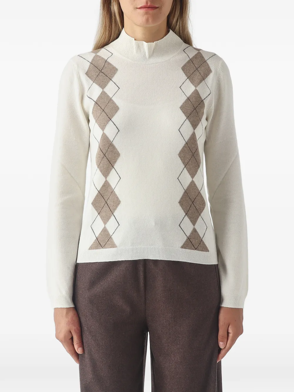Gran Sasso argyle-pattern high-neck sweater