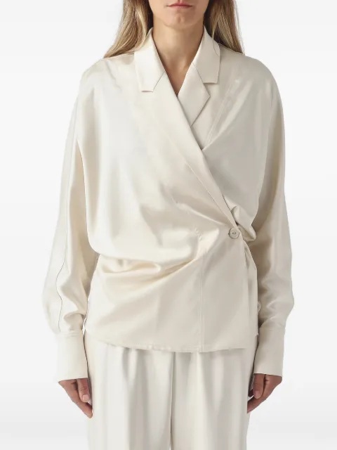 MeimeiJ wrap-style notched-lapel shirt