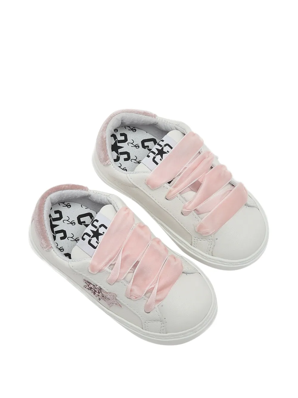 2 Star Kids glitter star-patch sneakers Wit