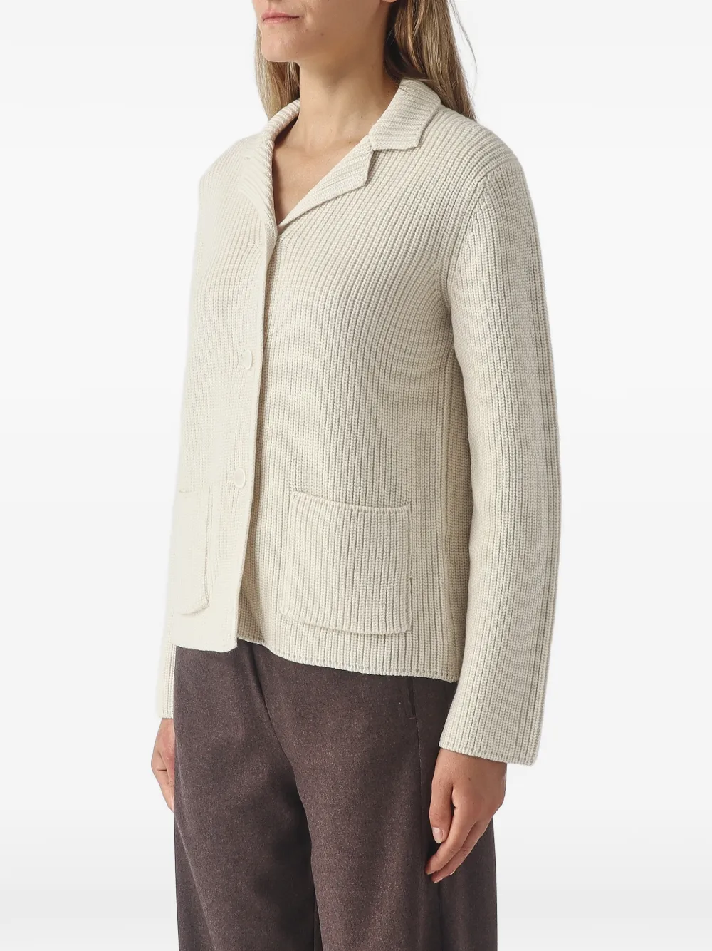 Gran Sasso Ribgebreid vest met opgestikte zak Wit