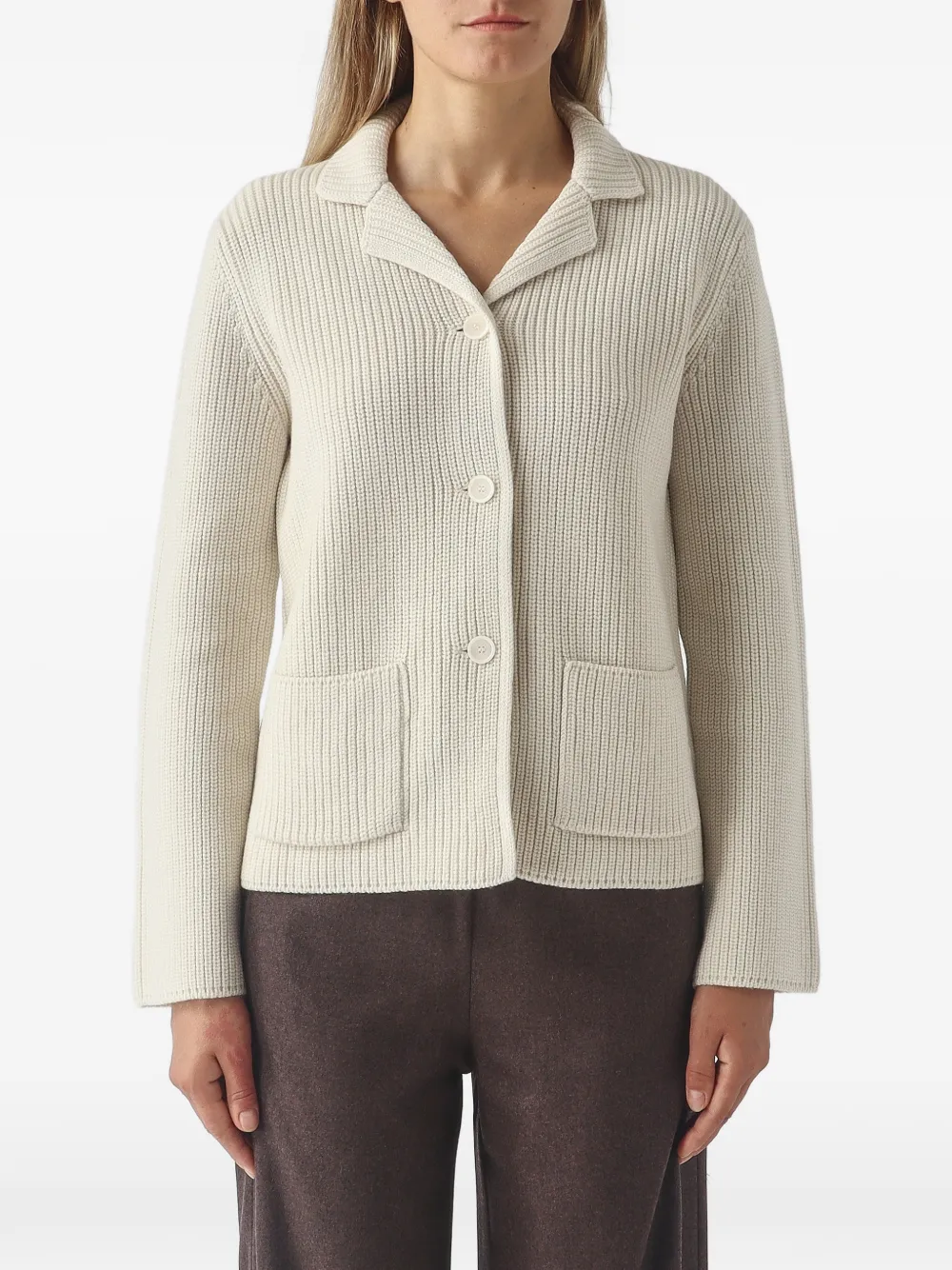 Gran Sasso ribbed-knit patch-pocket cardigan