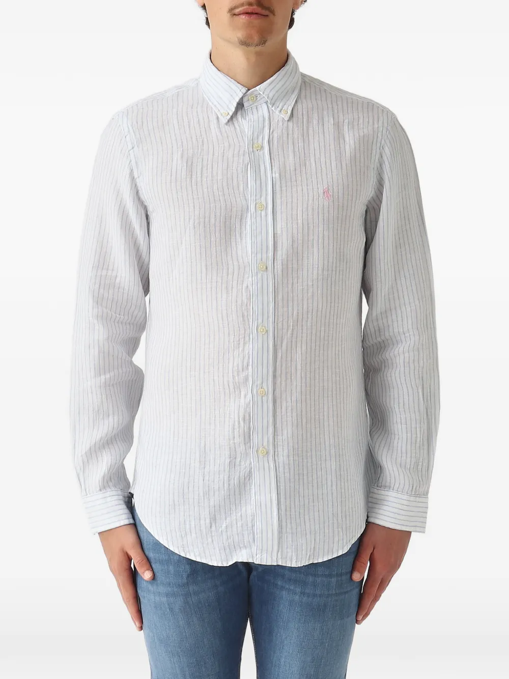 Polo Ralph Lauren Custom Fit Striped Button-down Shirt In White