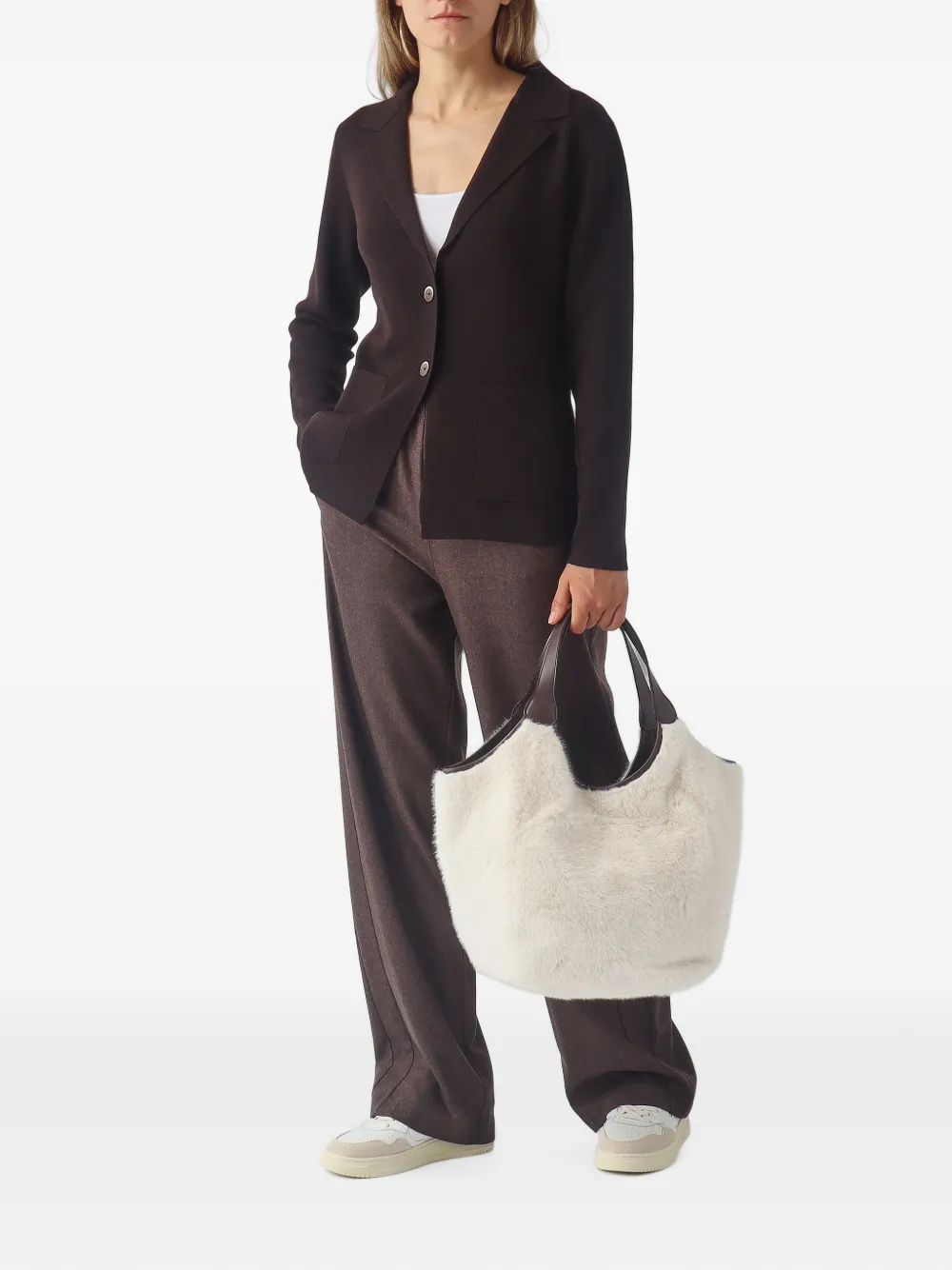 Gran Sasso Fijngebreide blazer met knopen Bruin