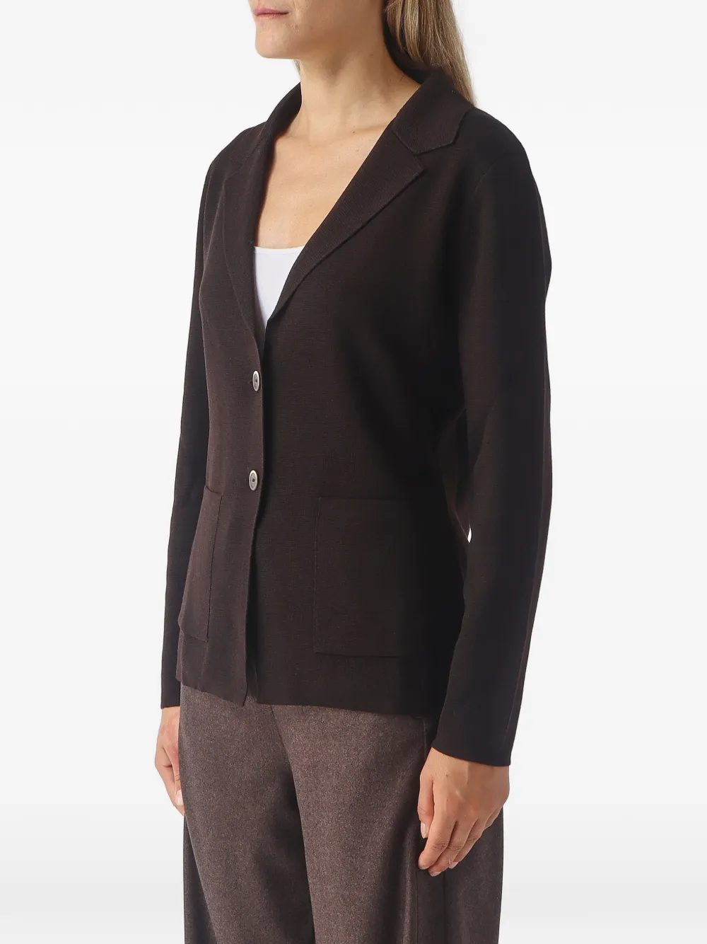 Gran Sasso Fijngebreide blazer met knopen Bruin