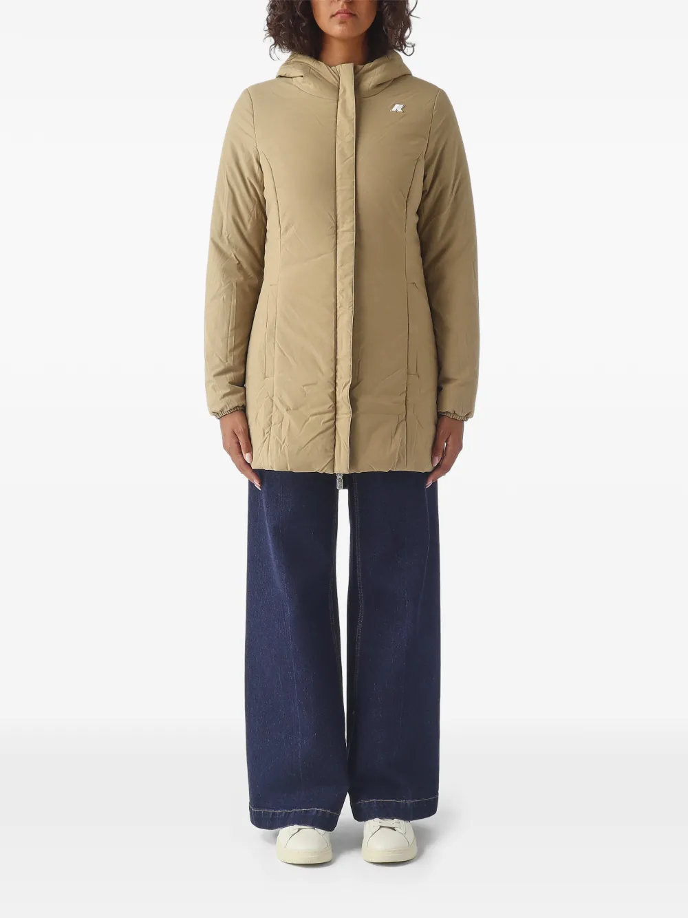 K-Way Denise ST Warm Double jack met capuchon en logoprint Blauw