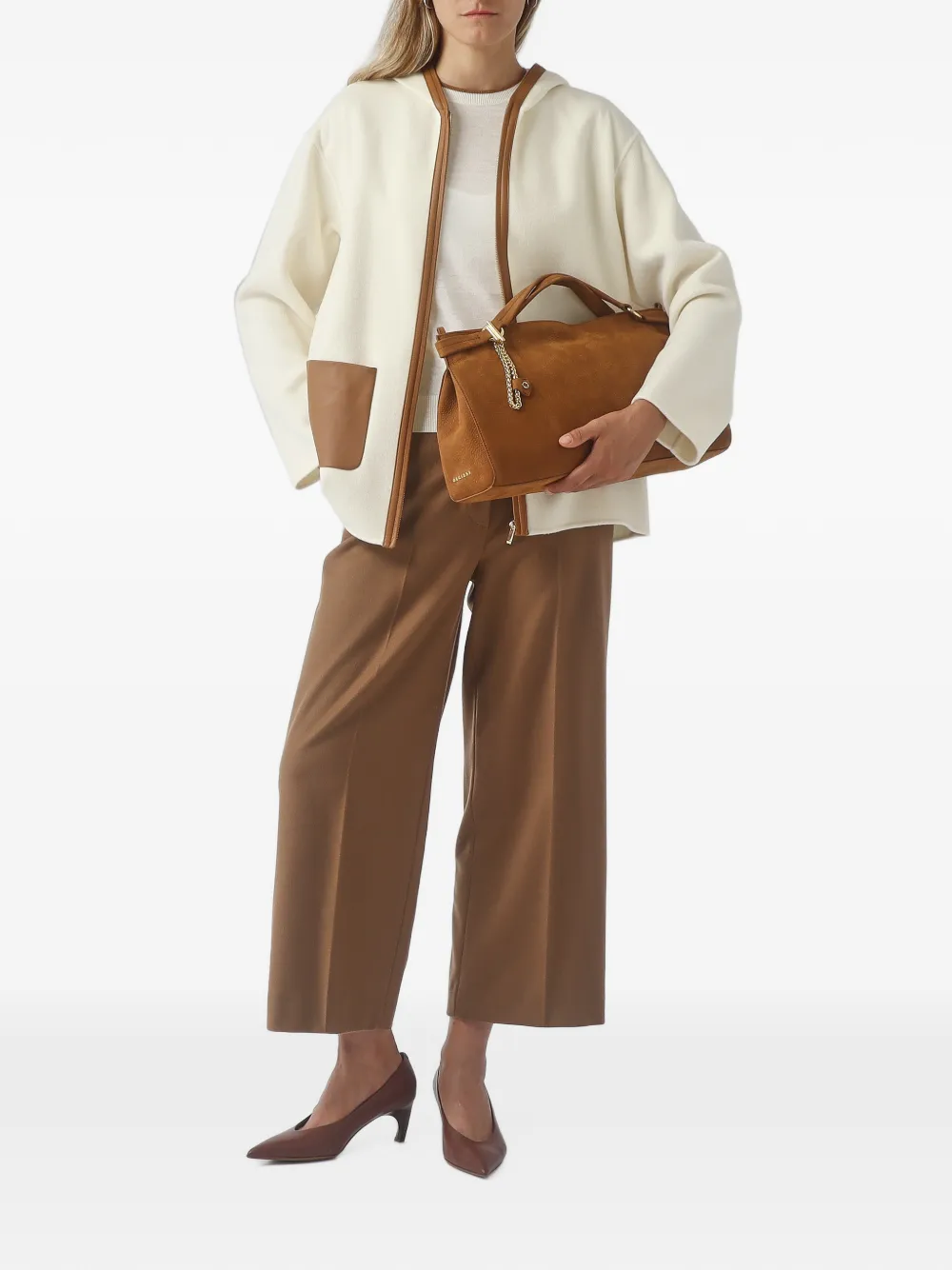 Orciani Medium Virgo Nabucco suède shopper met schakelketting Bruin