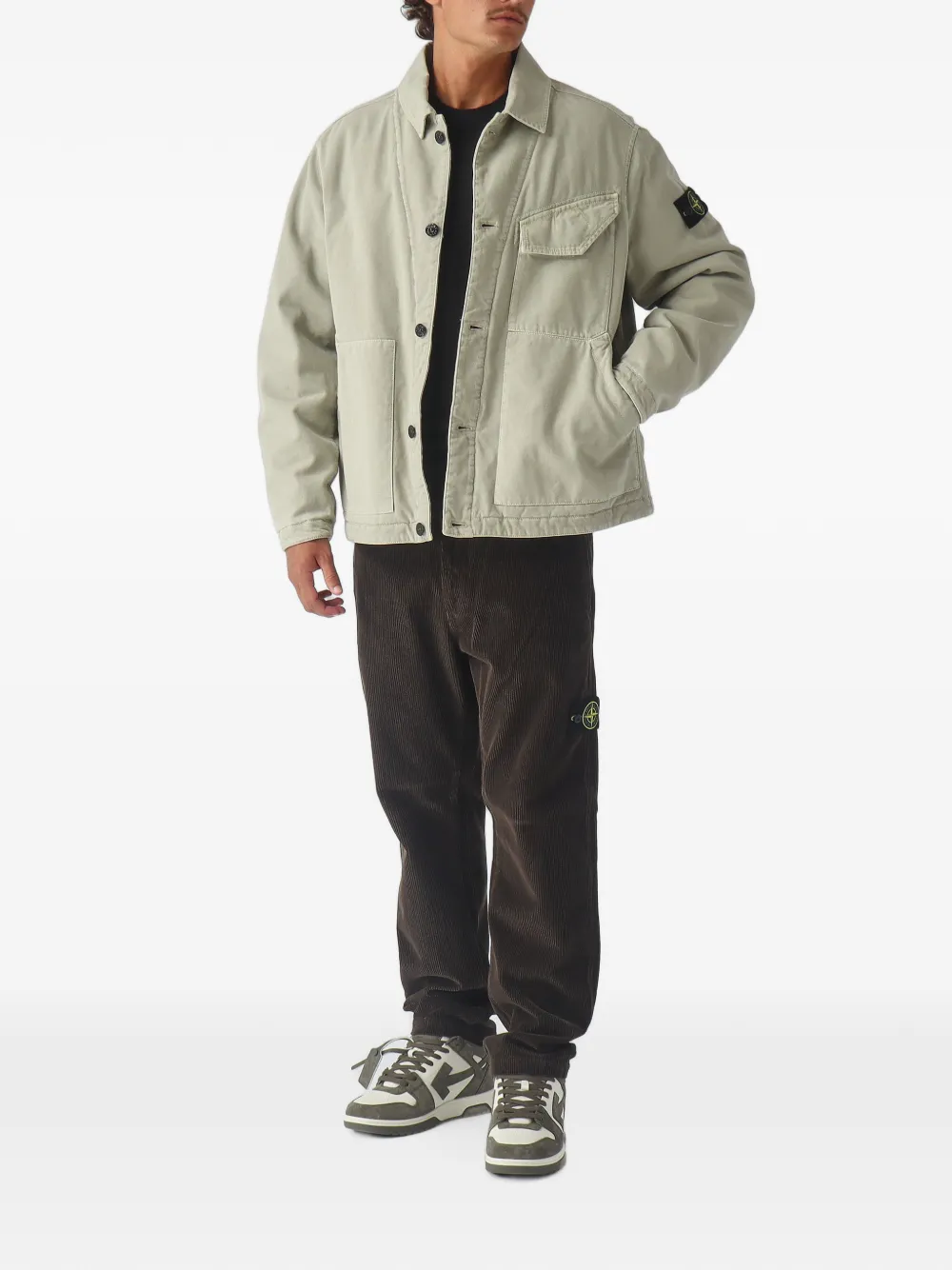 Stone Island 4100048 biologisch panama katoenen jack met verouderd effect Beige