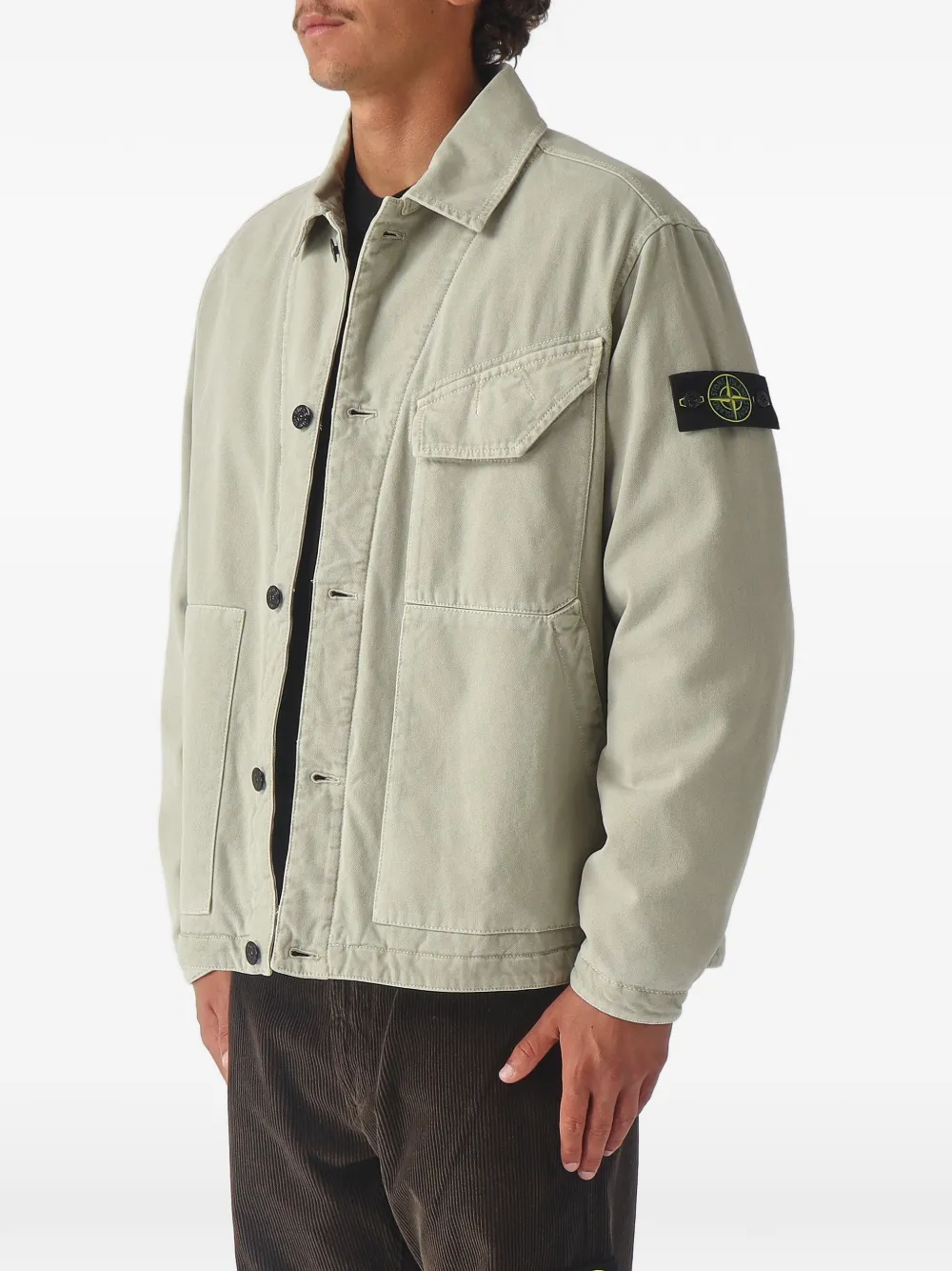 Stone Island 4100048 biologisch panama katoenen jack met verouderd effect Beige