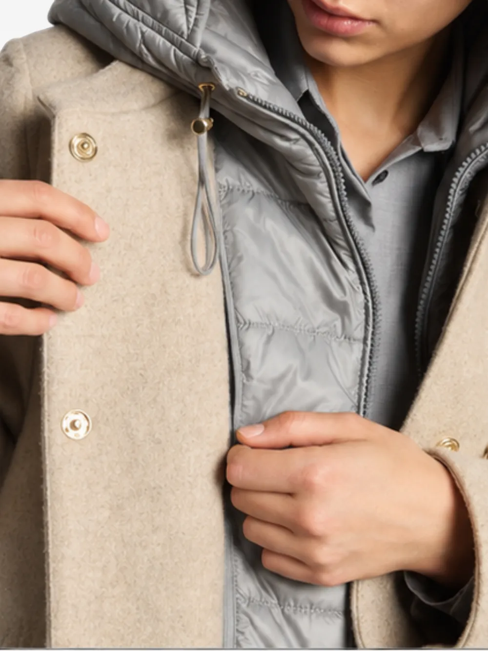 Fay Cape met capuchon en houtje-touwtjesluiting Beige