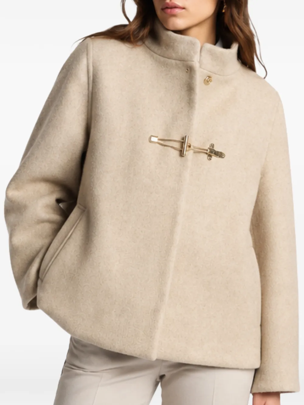 Fay Cape met capuchon en houtje-touwtjesluiting Beige