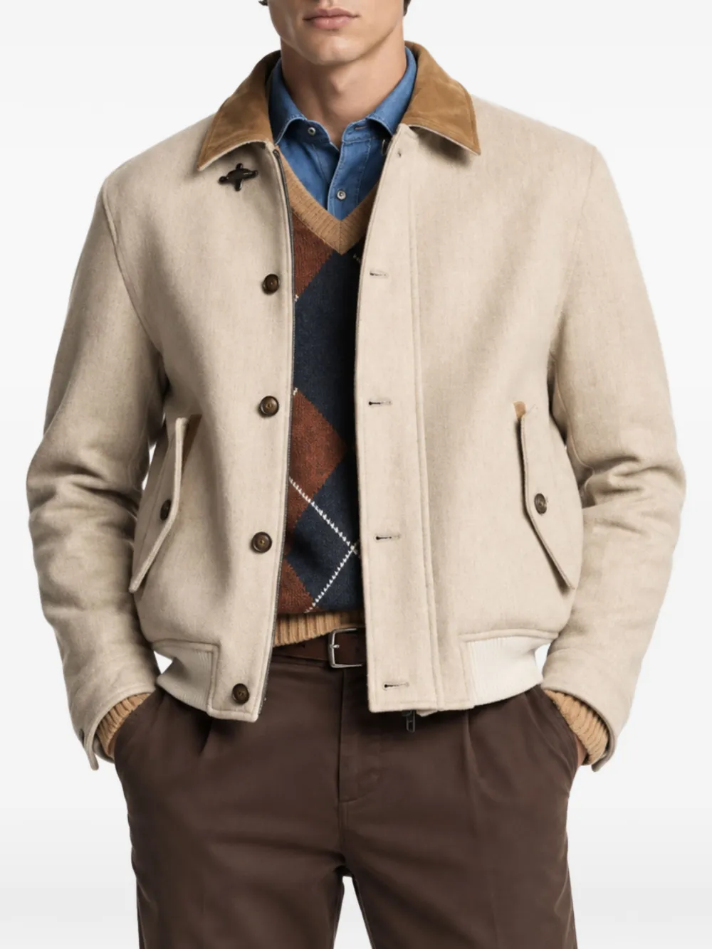 Fay Driving bomberjack Beige