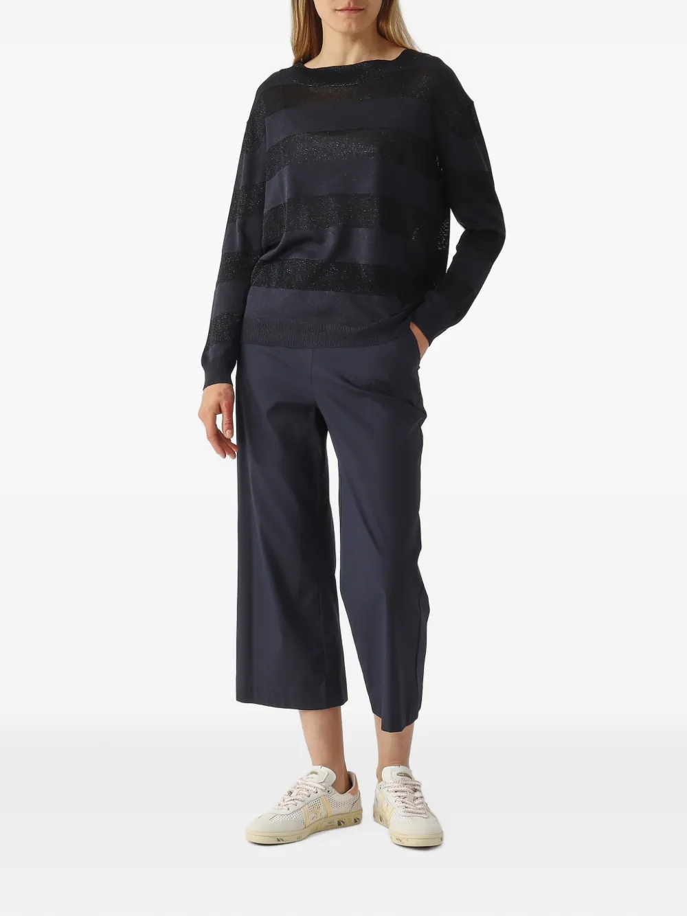 Gran Sasso Cropped broek met elastische taille Blauw