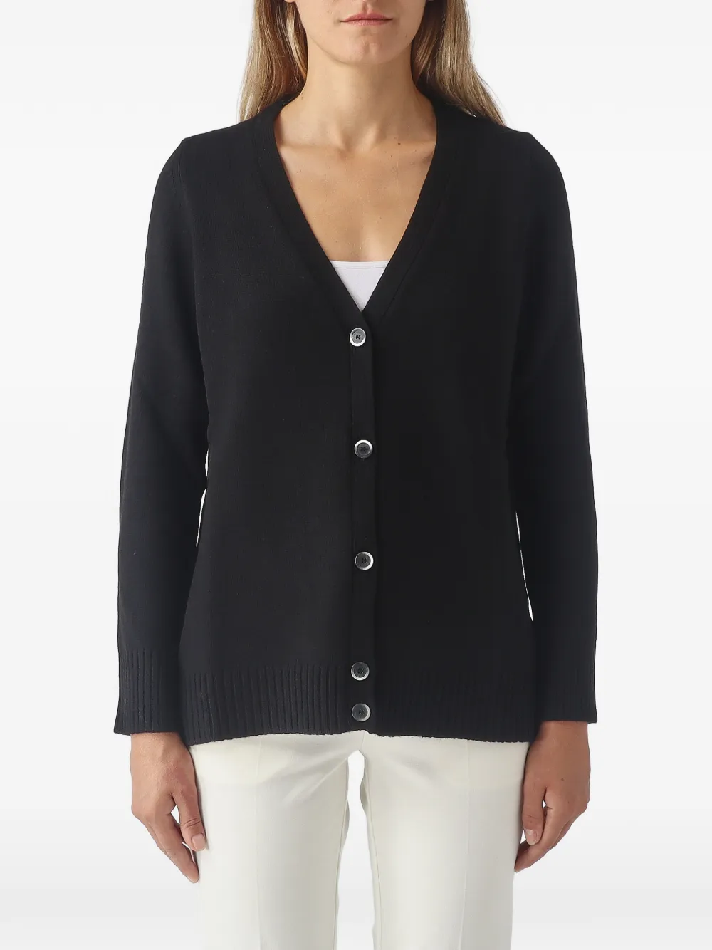 Gran Sasso V-neck Button-up Cardigan In Black