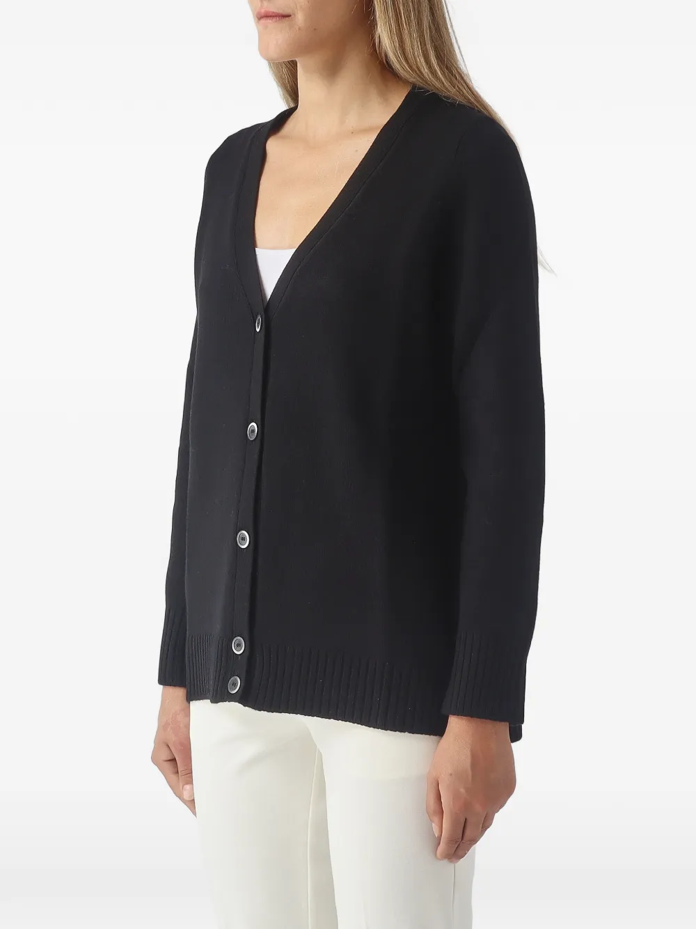 Gran Sasso Button-up vest met V-hals Zwart