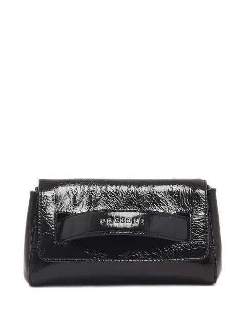 Orciani small logo-plaque crinkled-leather clutch bag