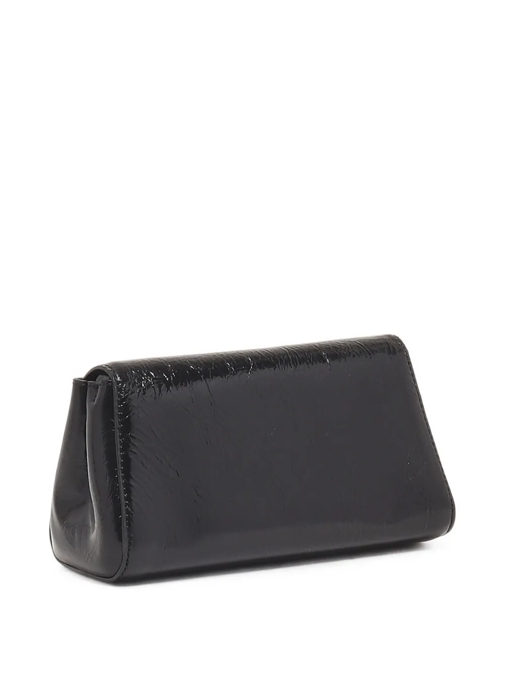 Orciani Kleine leren clutch met gekreukt effect en logoplakkaat Zwart