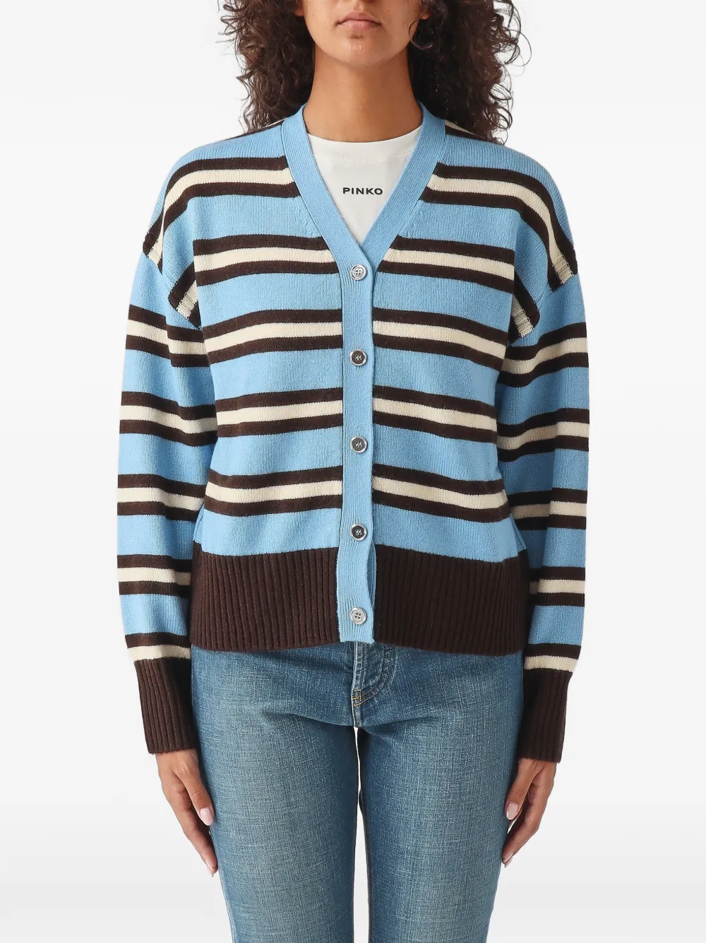 PINKO striped V-neck cardigan
