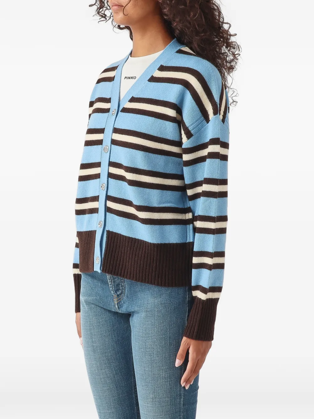 PINKO striped V-neck cardigan Blauw
