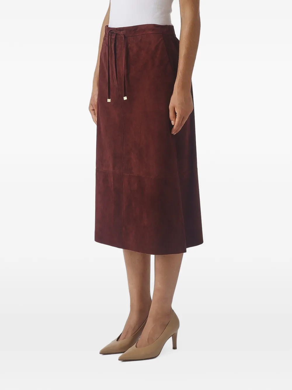 'S Max Mara Suède rok met trekkoord Rood
