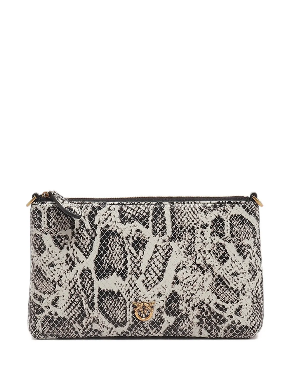 PINKO mini Flat Horizontal cross body clutch in python-print leather - Bianco