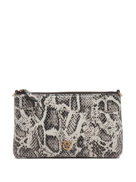 PINKO mini Flat Horizontal cross body clutch in python-print leather