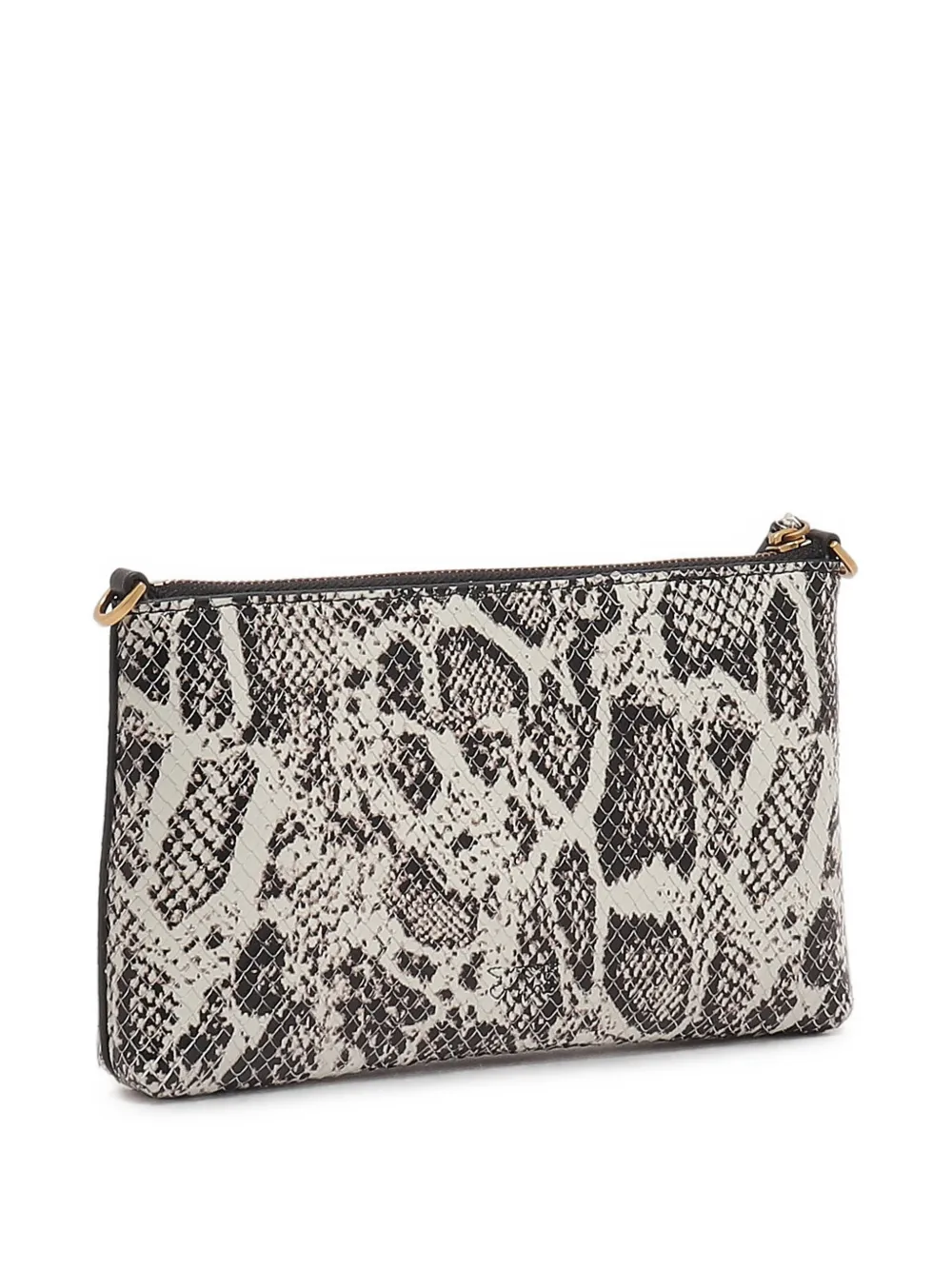 PINKO Flat Horizontal leren mini-crossbodyclutch met python-print Wit