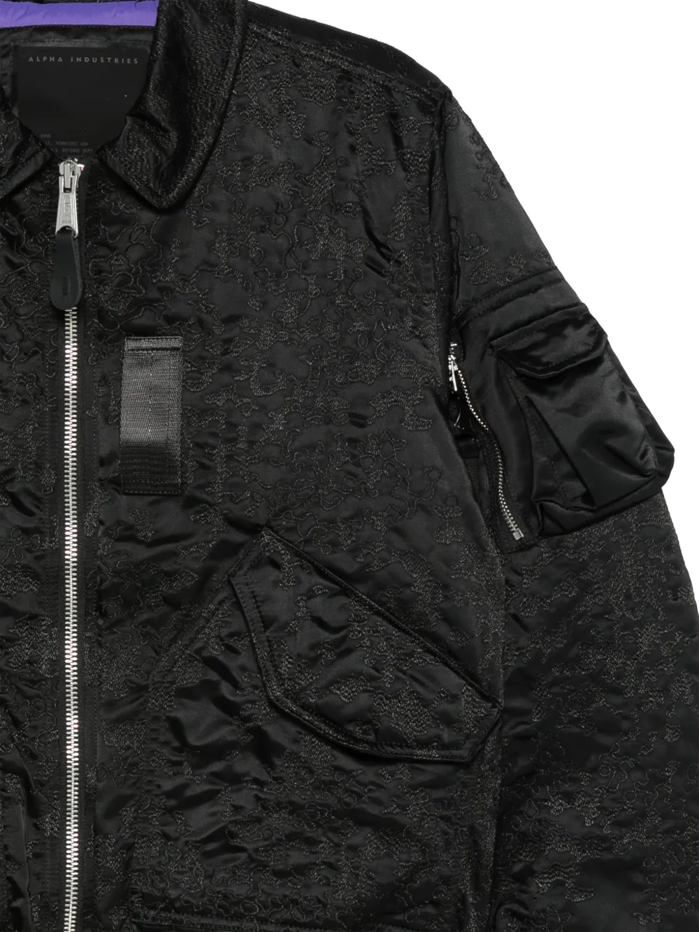 Alpha Industries CWU-45 P camo-embroidered UV bomber jacket Zwart