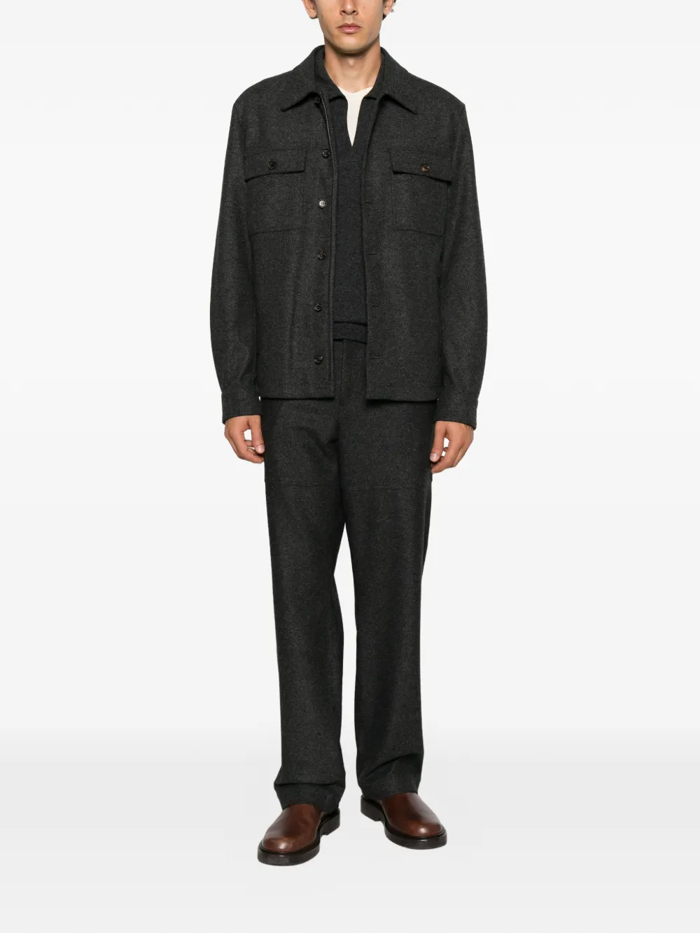 Moncler Shirtjack met logo-patch Grijs