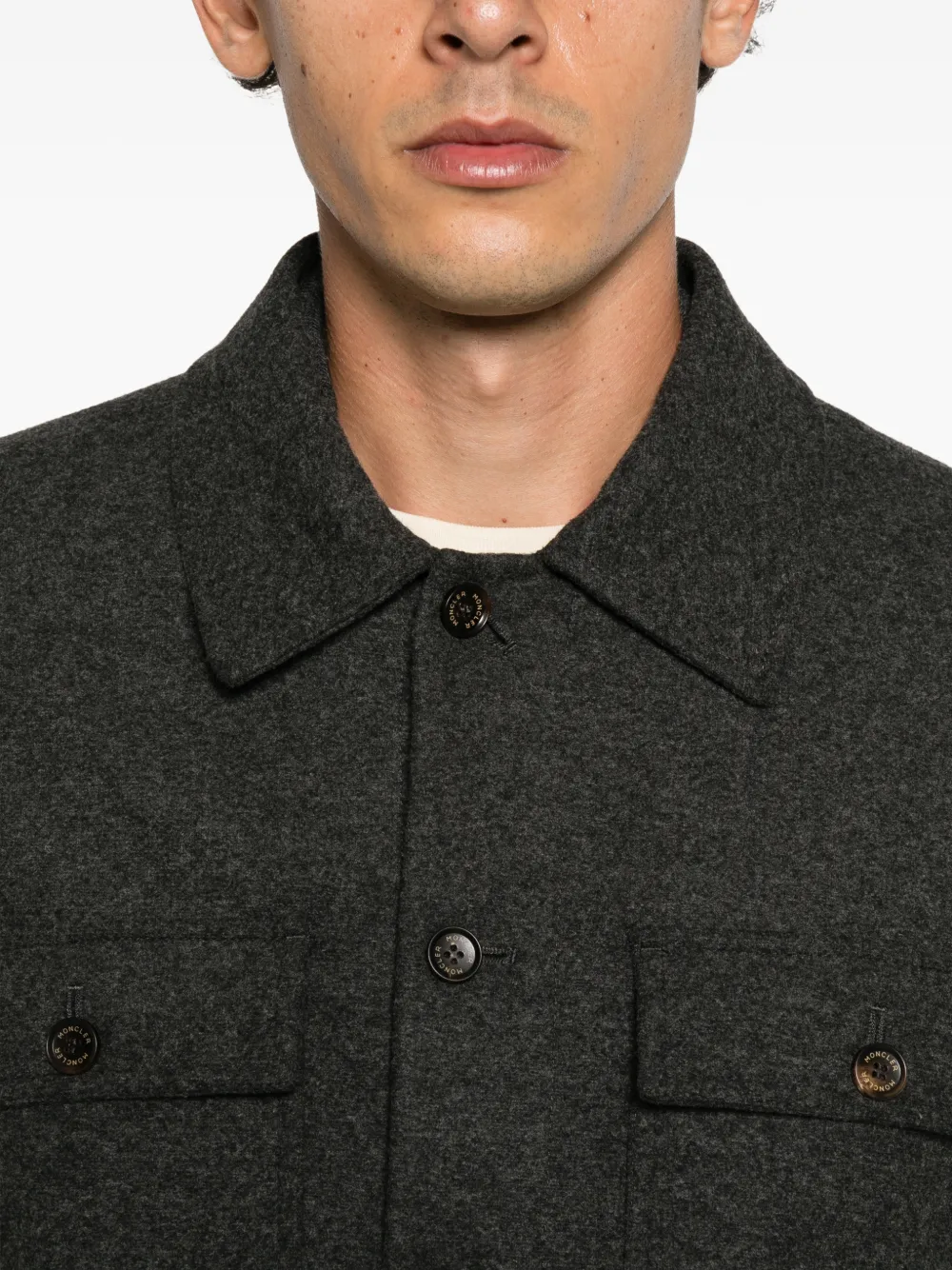 Moncler Shirtjack met logo-patch Grijs