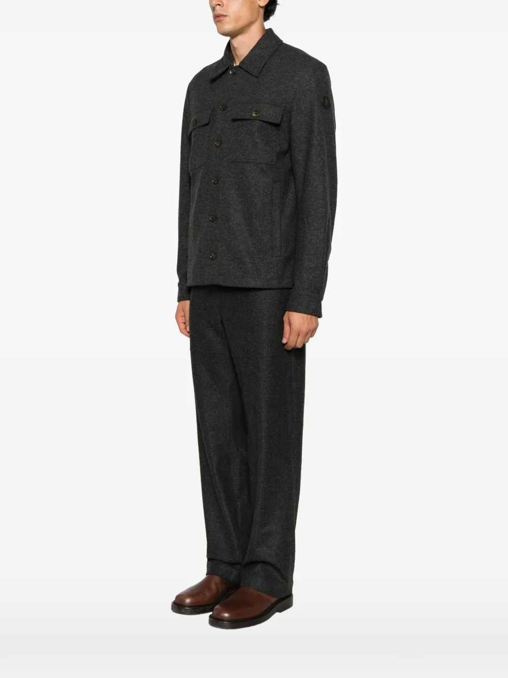 Moncler Shirtjack met logo-patch Grijs