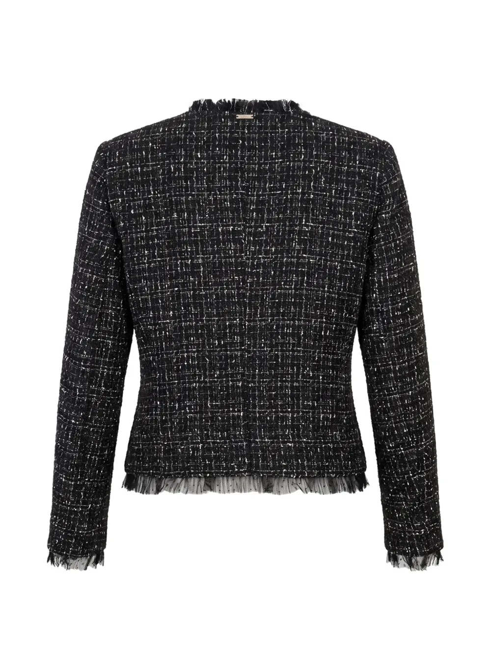 TWINSET bouclé-knit tulle-trim jacket Zwart