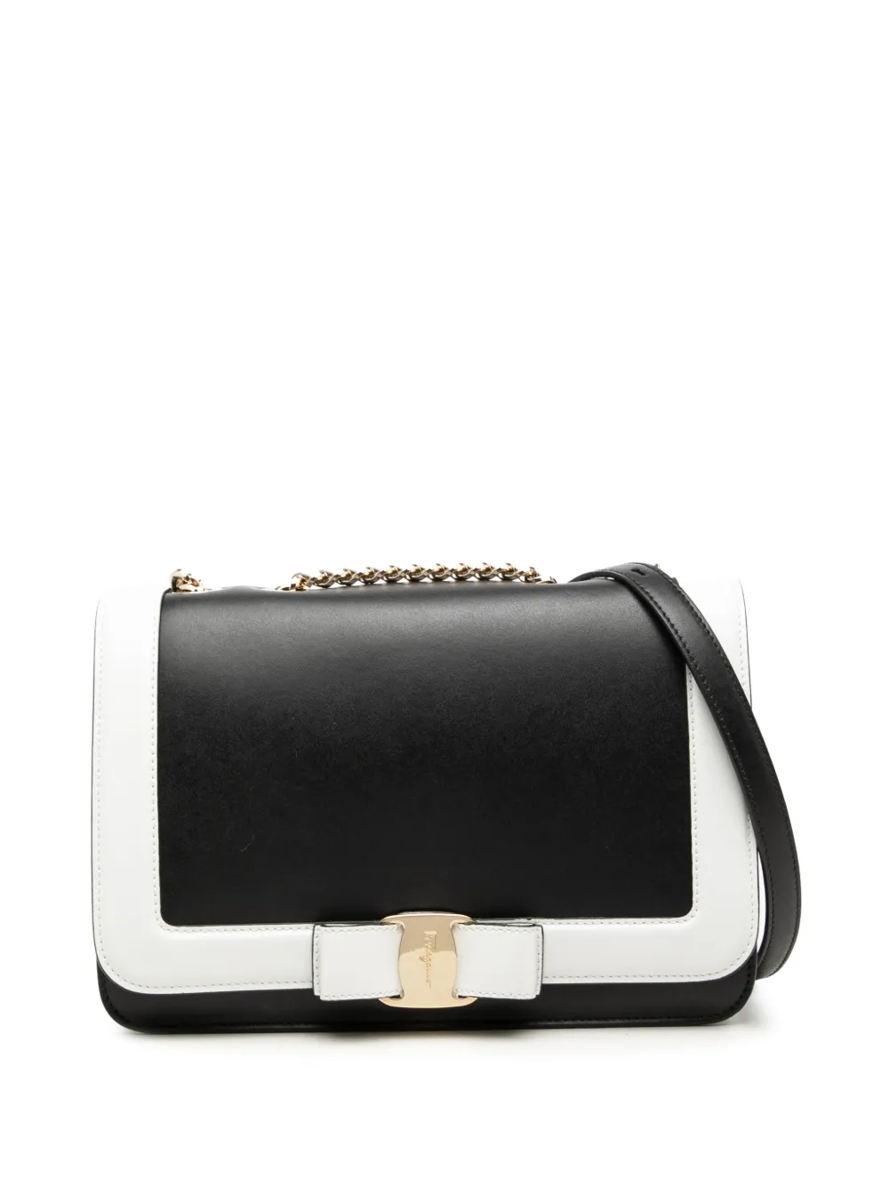 Ferragamo Pre-Owned 2021 Bicolor Leather Vara Bow crossbody bag - Nero