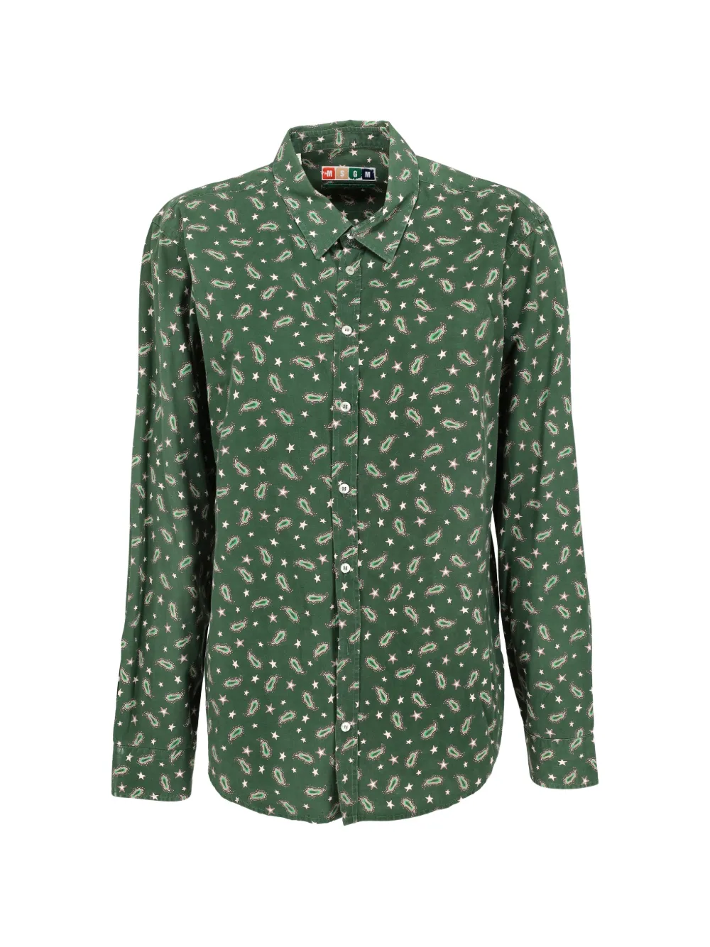 Pre-owned Msgm 2015 Paisley-pattern Star-print Shirt In Green