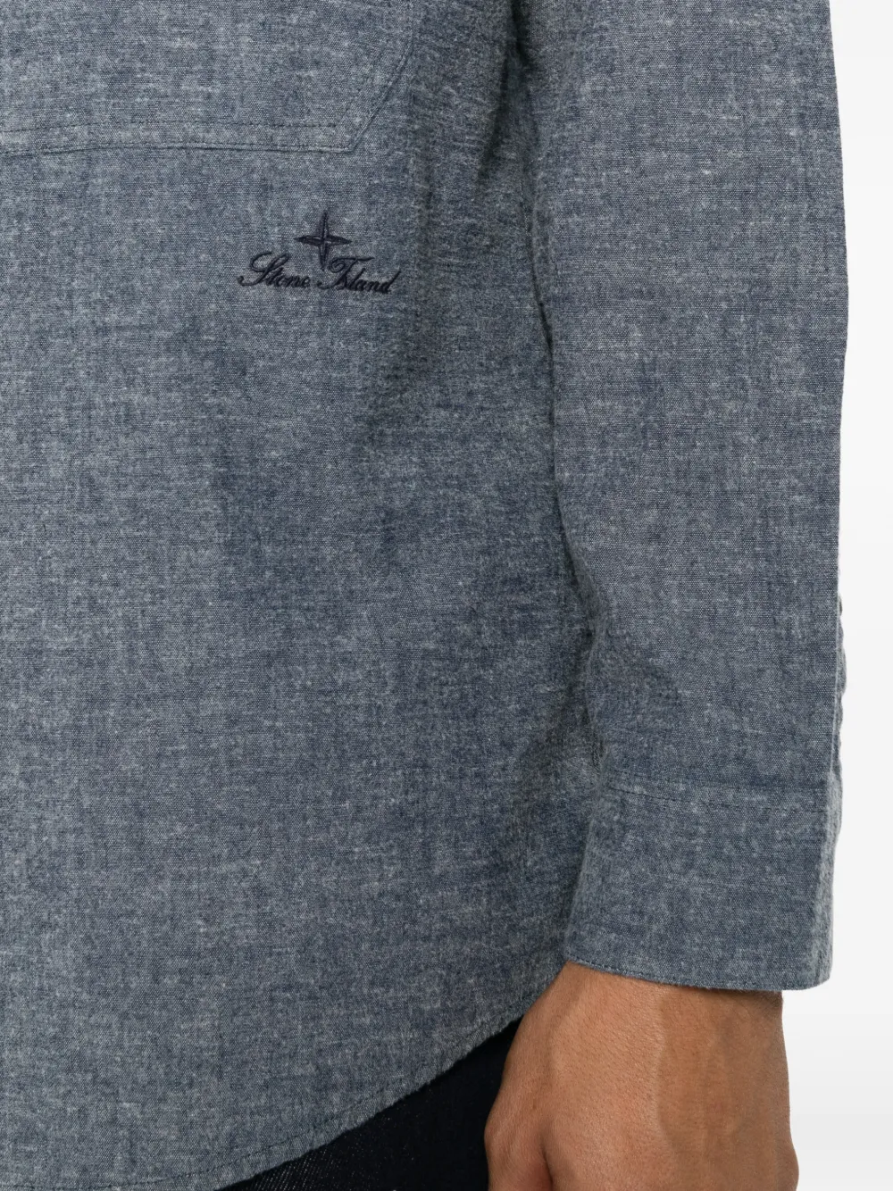 Stone Island Overhemd met geborduurd logo Blauw