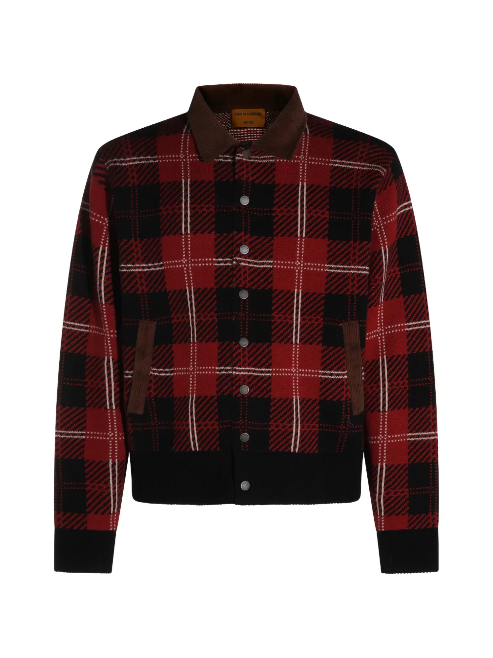 Guest In Residence Tartan Bomber check-pattern corduroy-collar jacket - Rosso