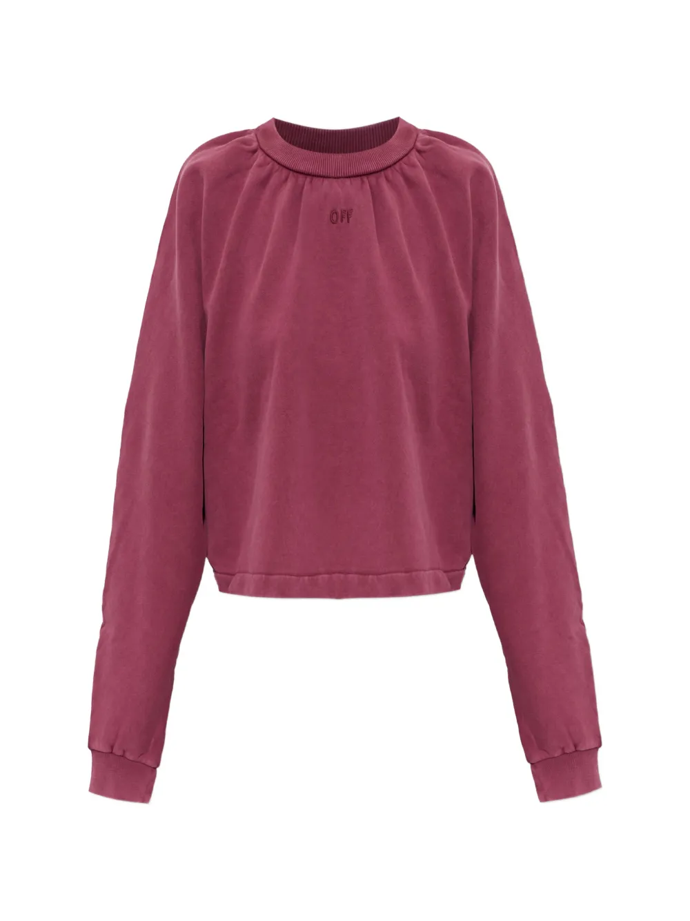 Off-White logo-embroidered cropped sweatshirt - Rosso