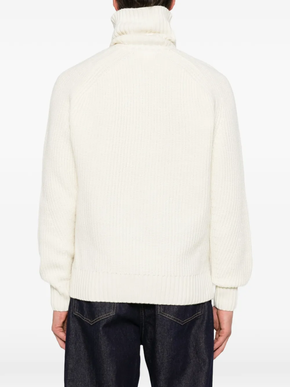 Lacoste Ribgebreide trui met hoge hals Beige
