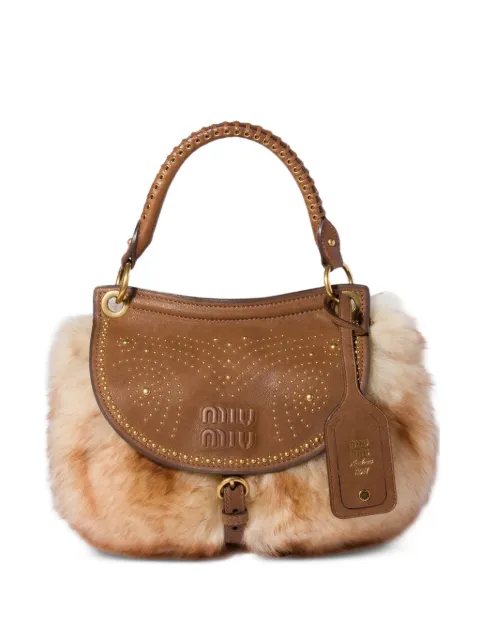 Miu Miu Rendez-Vous shearling and nappa leather bag with metal studs