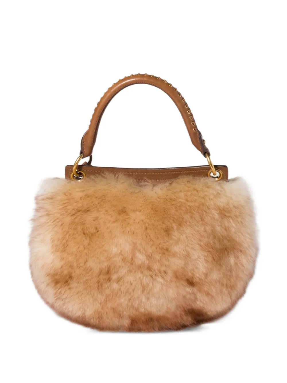 Miu Rendez-Vous lammy en nappaleren tas met metalen studs Bruin