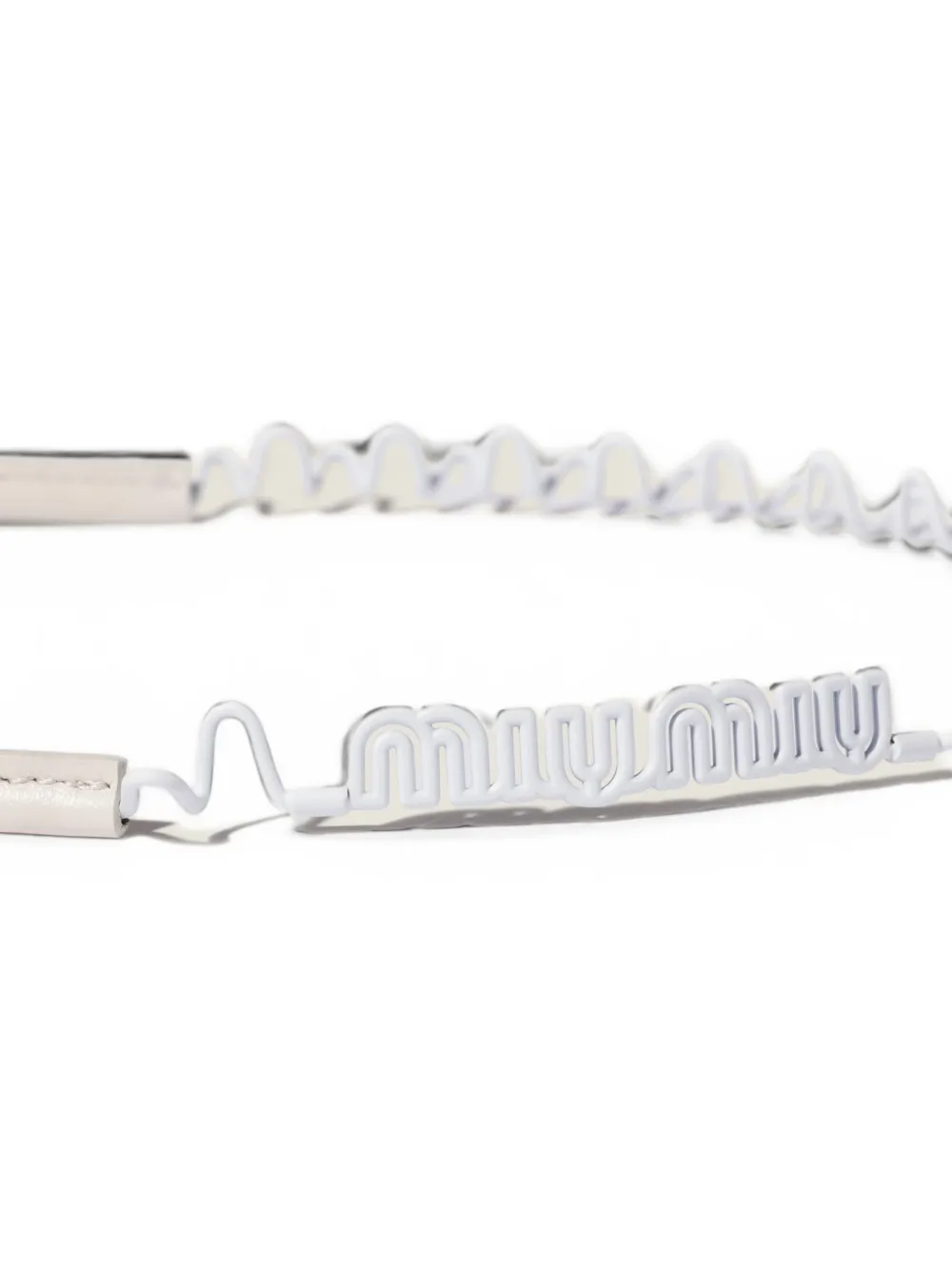 Miu Metalen en leren haarband Wit