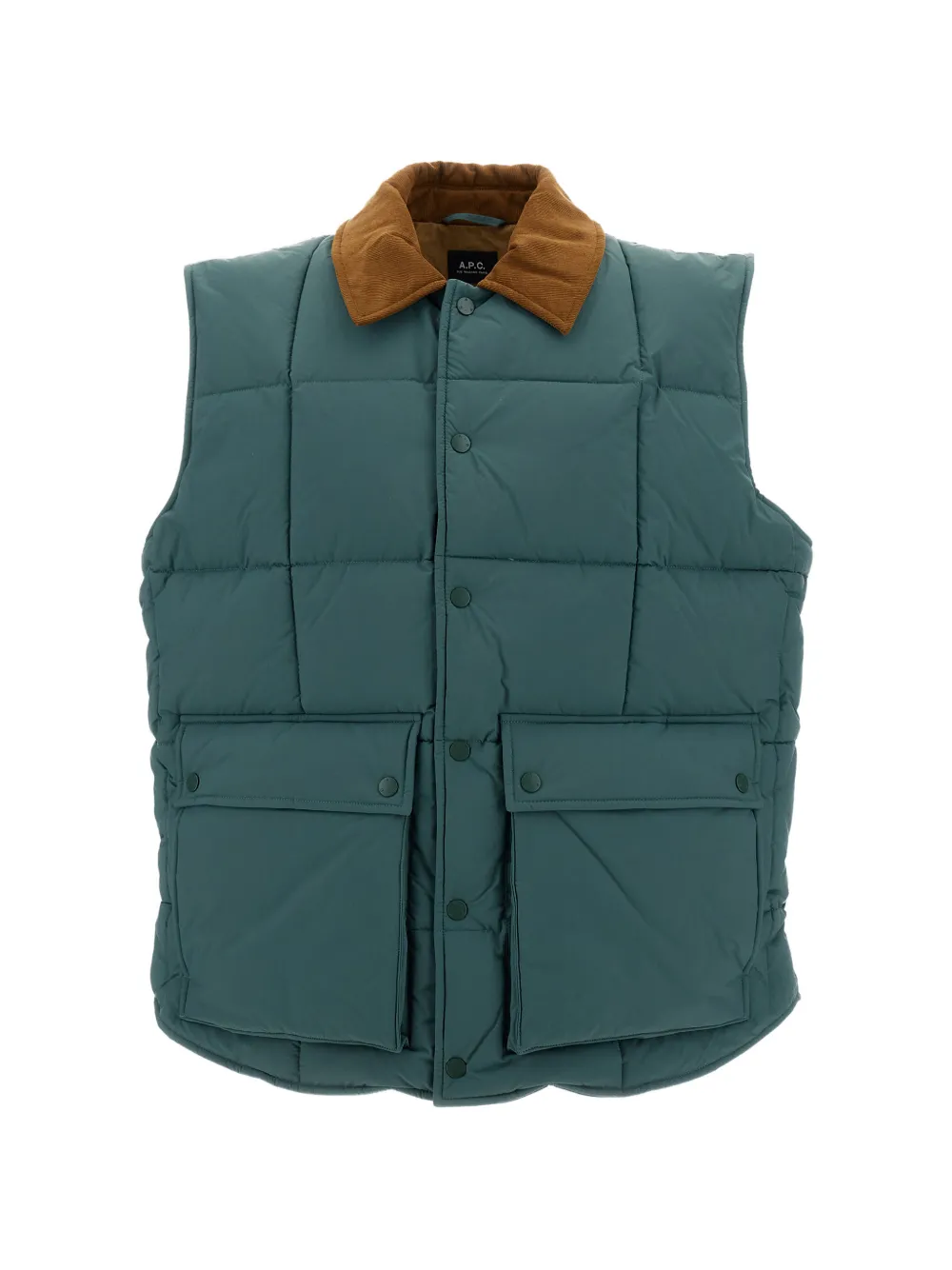 A.P.C. Jimmy quilted corduroy-collar gilet - Verde