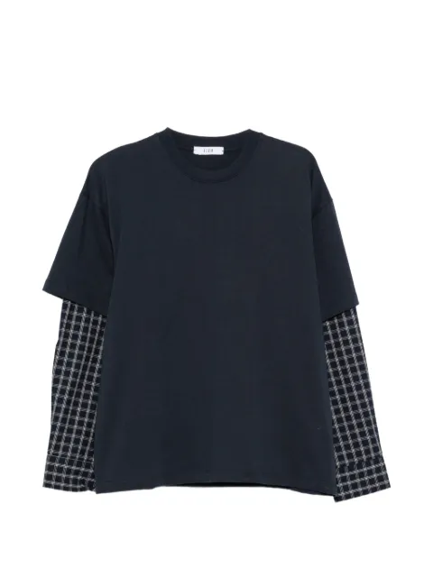 Eleh layered-sleeve check-print T-shirt 