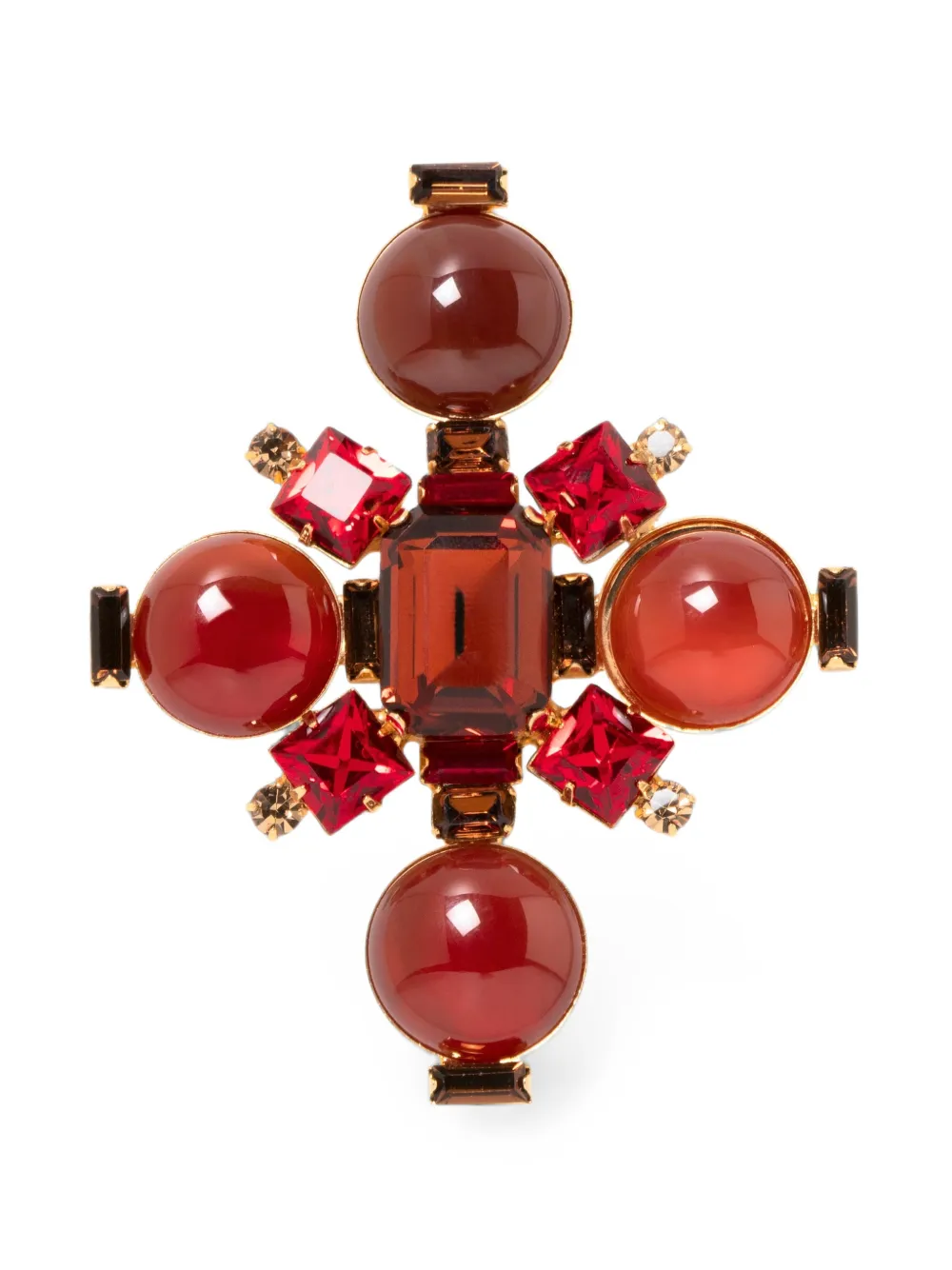 Jennifer Behr Rory crystal-embellished carnelian brooch