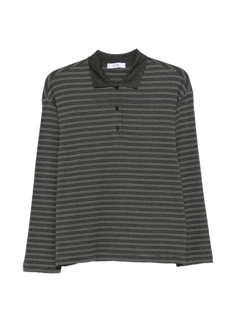 Eleh striped long-sleeve polo shirt - Grigio