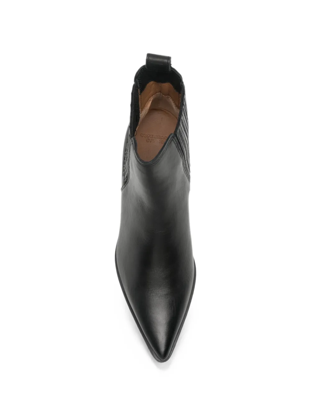 Copenhagen pointed-toe leather ankle boots Zwart