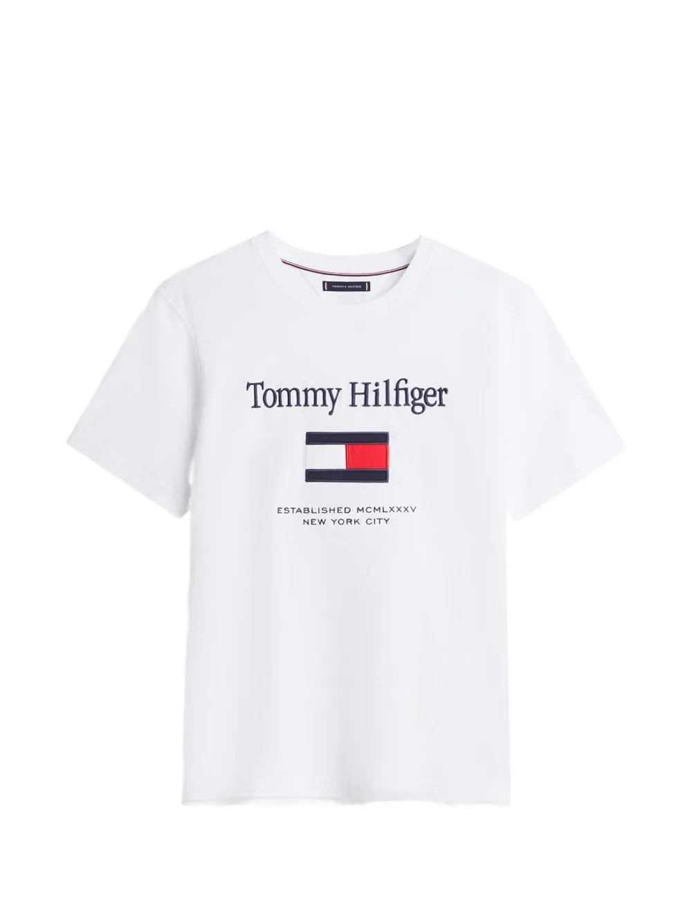Tommy Hilfiger logo-embroidered short-sleeve T-shirt - Bianco
