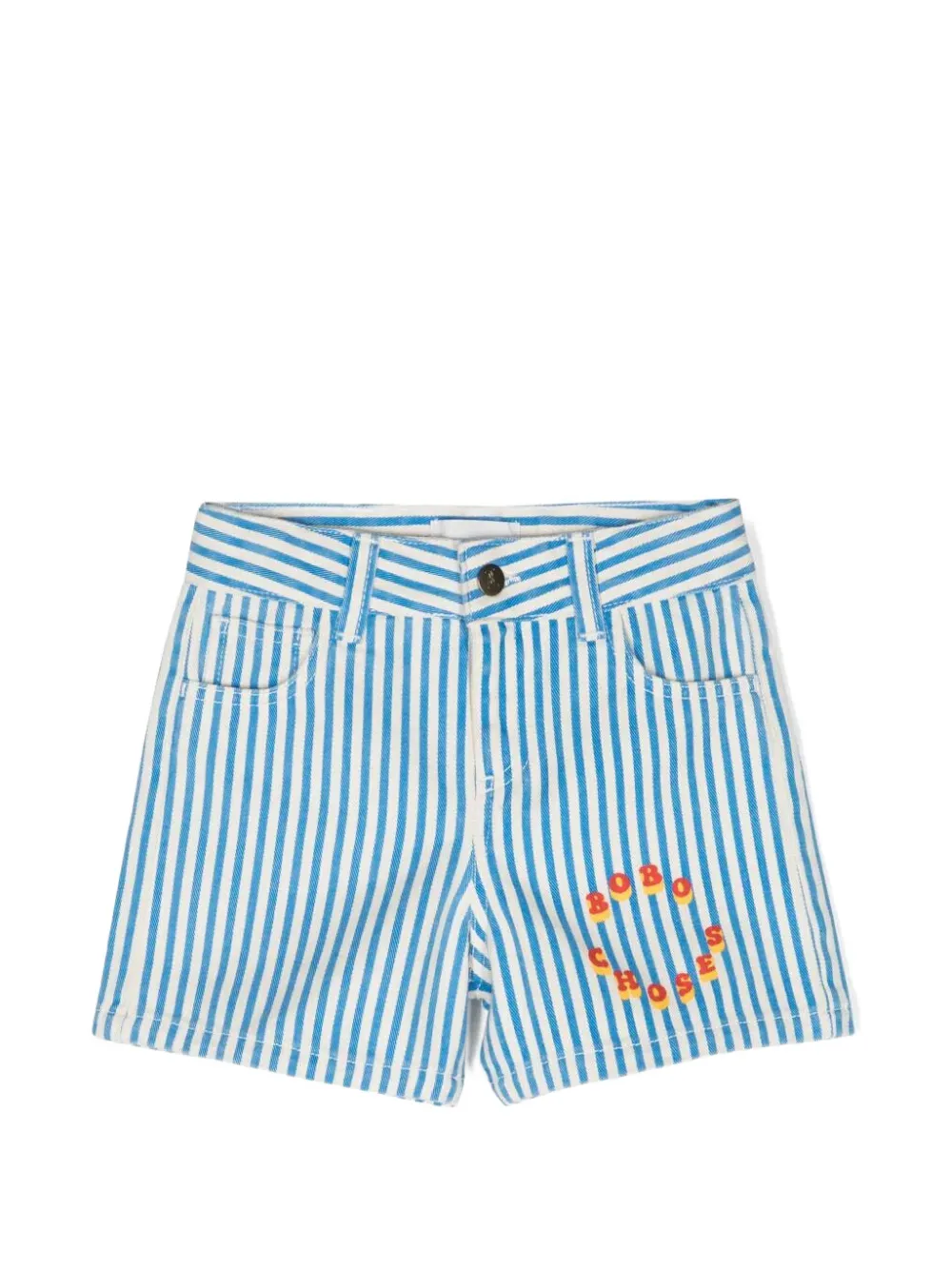 Bobo Choses vertical-stripe logo-print shorts - Blu