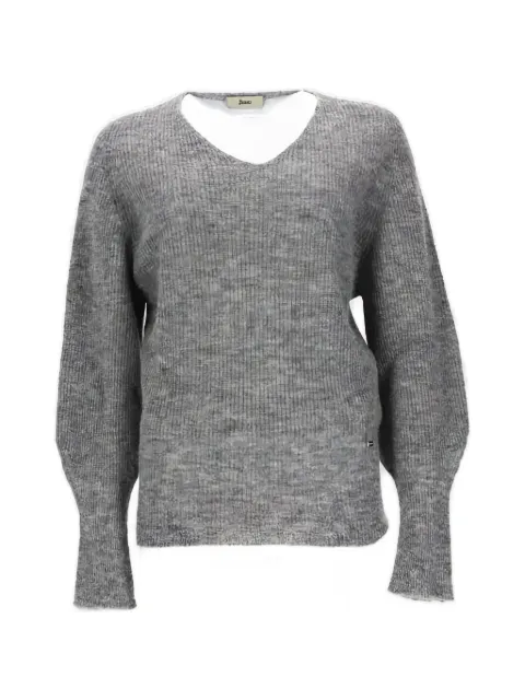 Herno V-neck ribbed-knit sweatshirt